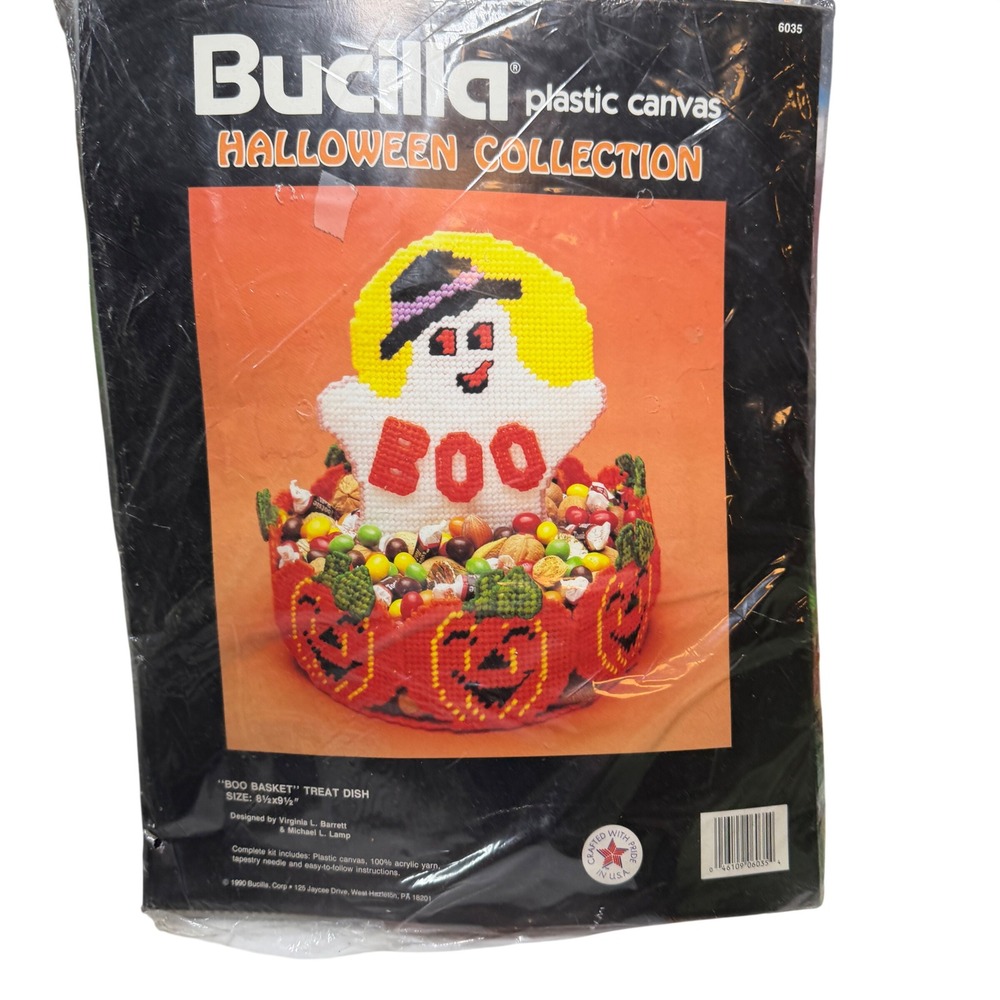 Bucilla Plastic Canvas Halloween Collection Boo Basket Treat Dish Kit 6035 New